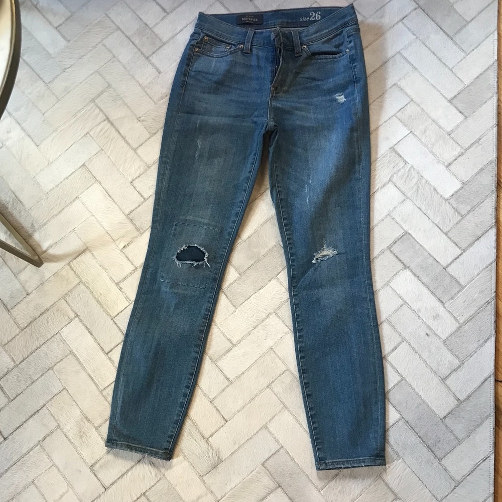 J. Crew Toothpick Patch Skinny Jeans